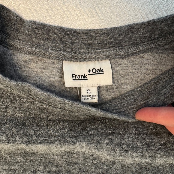 Frank & Oak Washed-Velvet Crewneck in Grey Heather Men's XL Cotton blend - Picture 7 of 12
